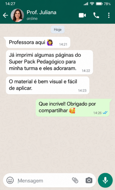 Depoimento de Prof. Juliana enviado por WhatsApp